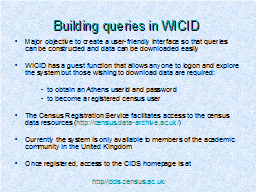 Building queries in WICID 